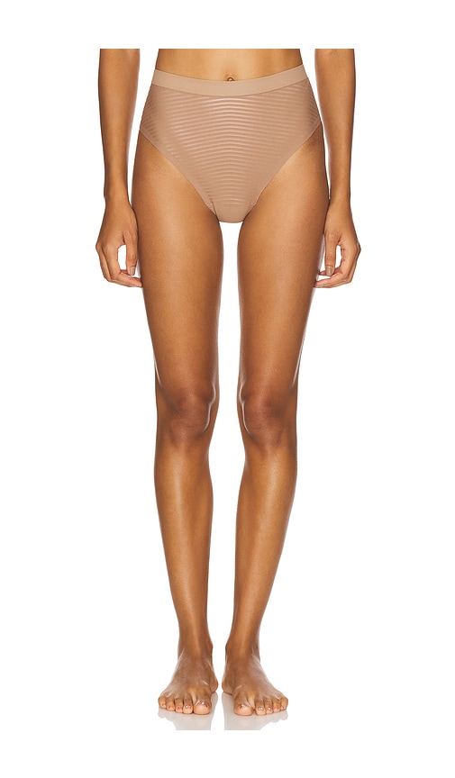 Shape Invisible Supima Cotton Thong in Tan. - size XS (also in L, M, S, XL, XXL)