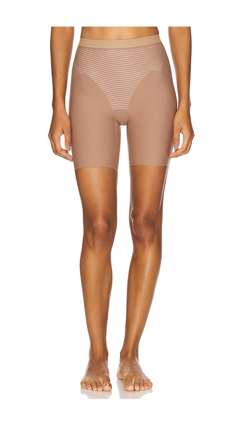 Shape Invisible Supima Cotton Mid Thigh Short in Tan. - size XXL (also in M, S, XL, XS)
