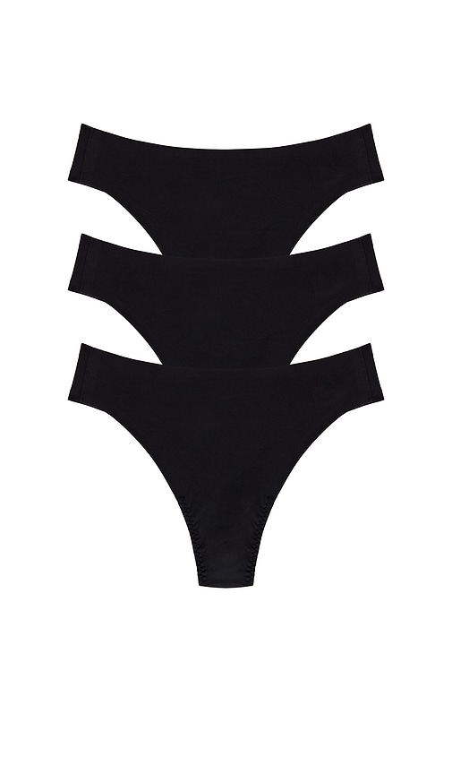 Smooth Fit-to-you Thong Pack Of 3 in Black.