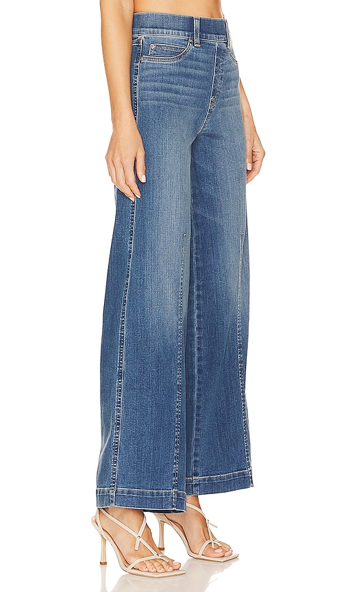 Shop Spanx Seamed Front Wide Leg Jean In Vintage Indigo