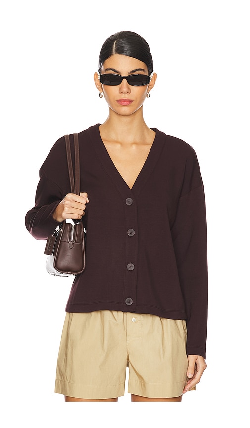 Spanx Air Essential Cropped Cardigan In Truffle Brown