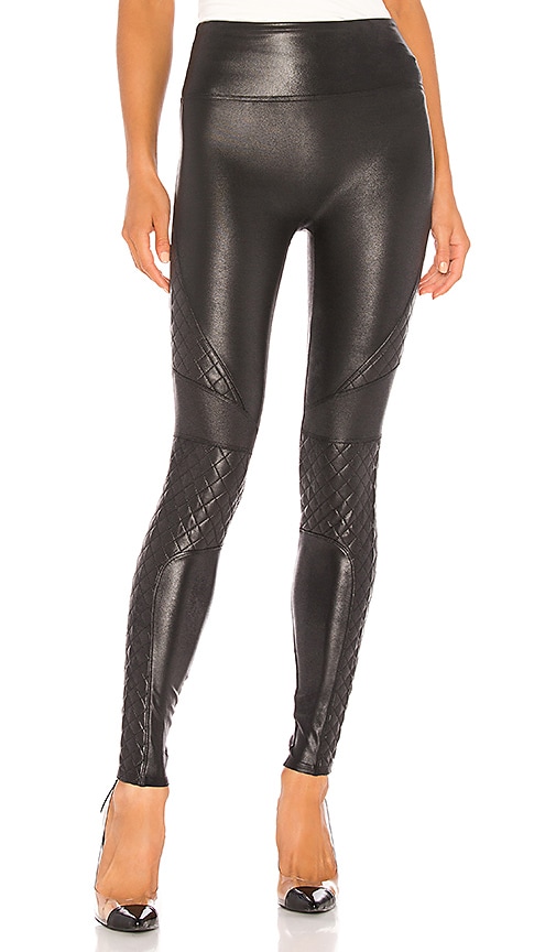 SPANX Quilted Faux Leather Legging in Very Black | REVOLVE