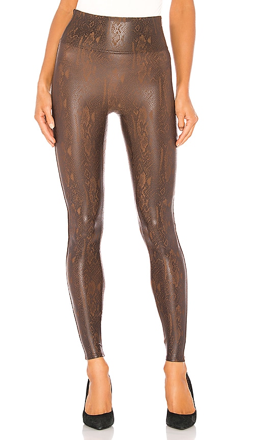 Faux Leather Snakeskin Legging - Brown - L.A. Green