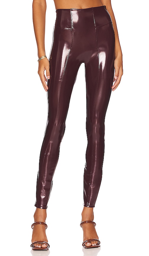 SPANX Faux Patent Leather Leggings in Ruby