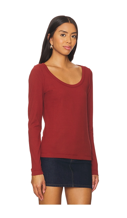 Shop Spanx Rib Scoop Tee In Red