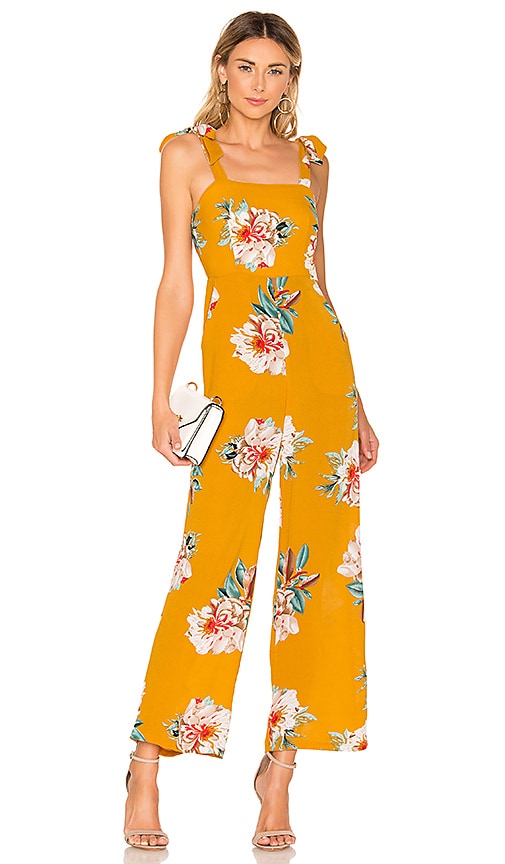 mustard floral jumpsuit