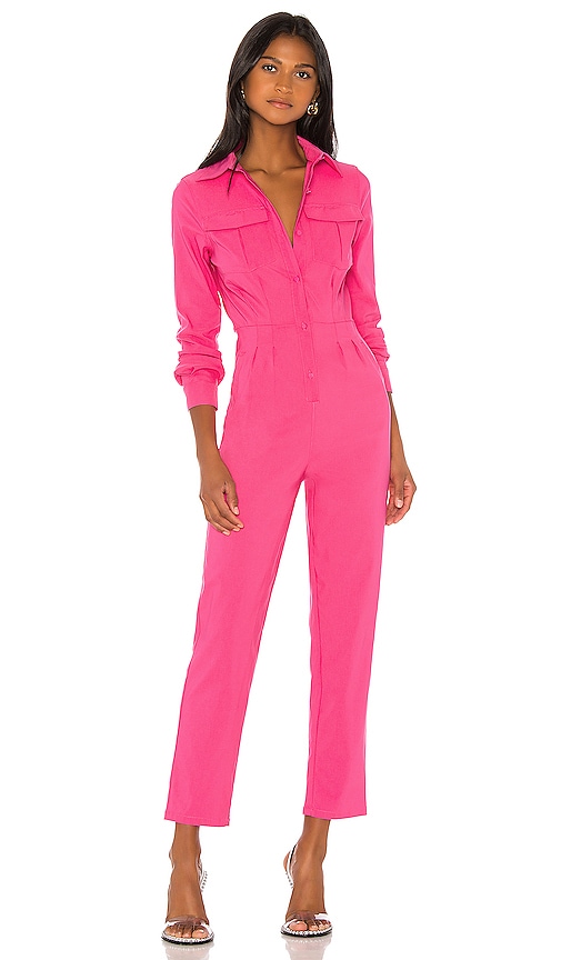 pink button jumpsuit