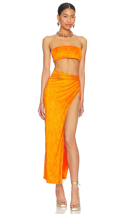 Superdown Karolyna Maxi Skirt Set In Orange