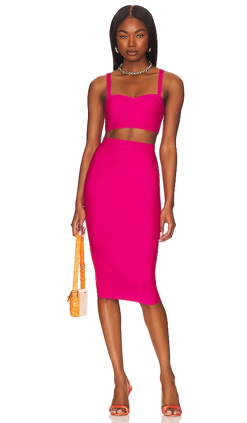 Pink midi hotsell skirt set