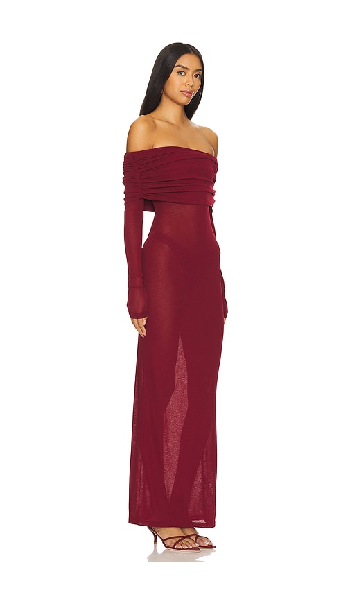 Superdown Chantal Sheer Gown In Burgundy