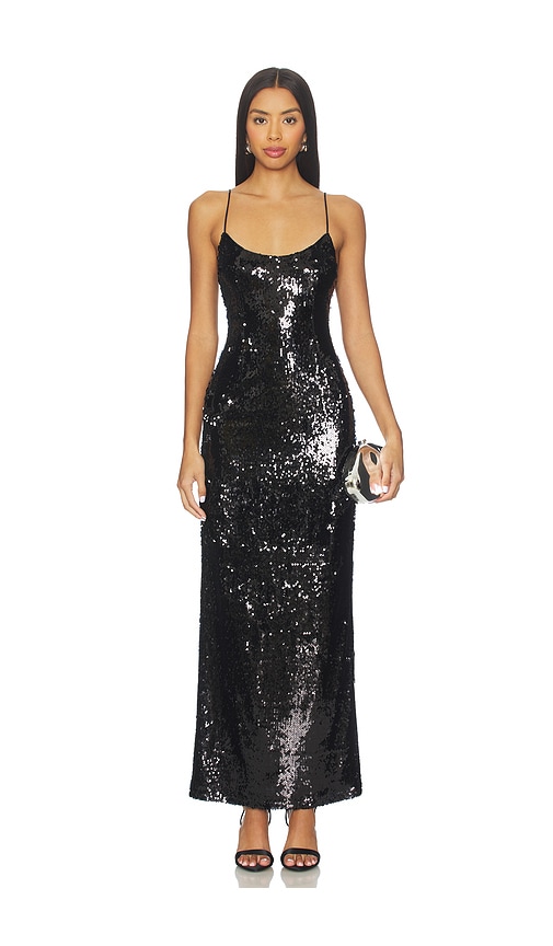 superdown Jessie Sequin Maxi Dress in Black