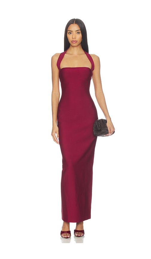 superdown Caisyn Halter Maxi Dress in Oxblood
