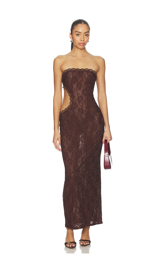 Sonnet Cutout Maxi Dress by superdown in Brown