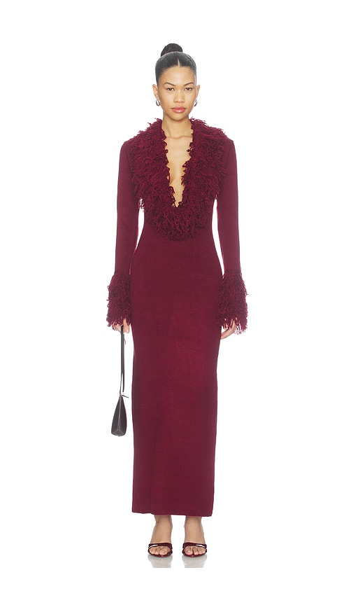 Elisa Shaggy Knit Maxi Dress by superdown in Burgundy