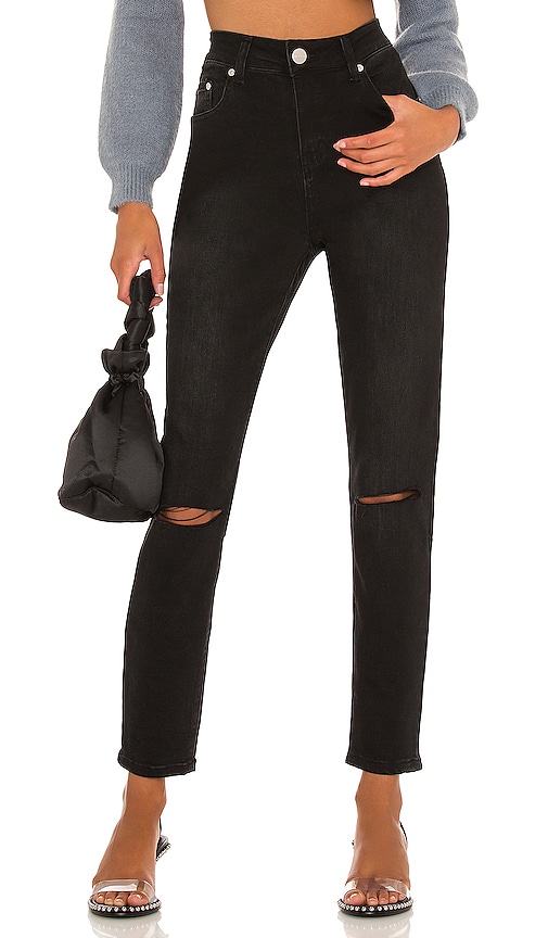 superdown Mandy Slit Knee Jean in Black