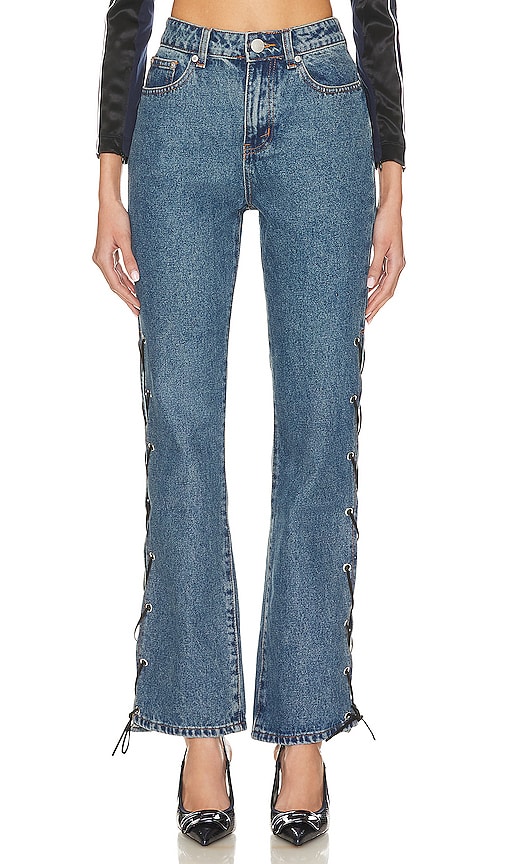 Shop Superdown Jayda Lace Up Jean In Blue