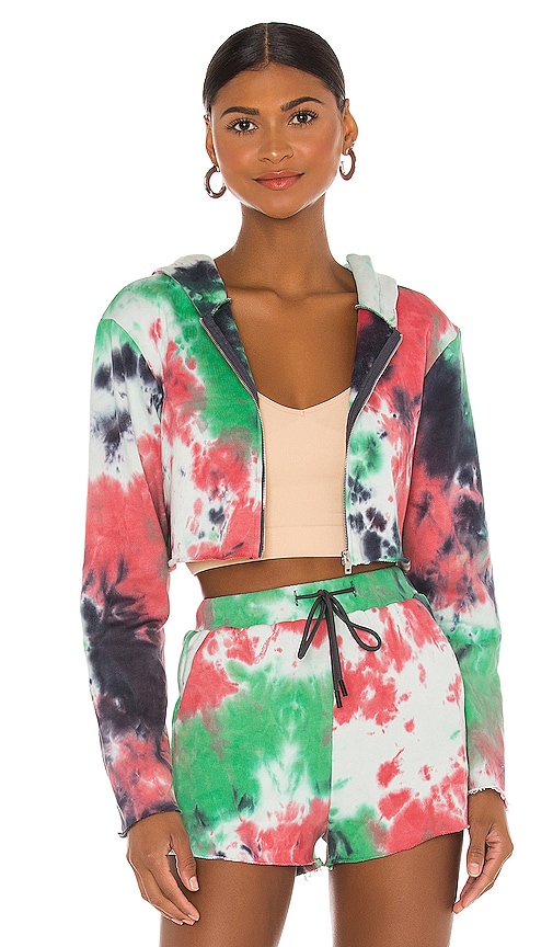 superdown Charli Crop Hoodie in Green Multi