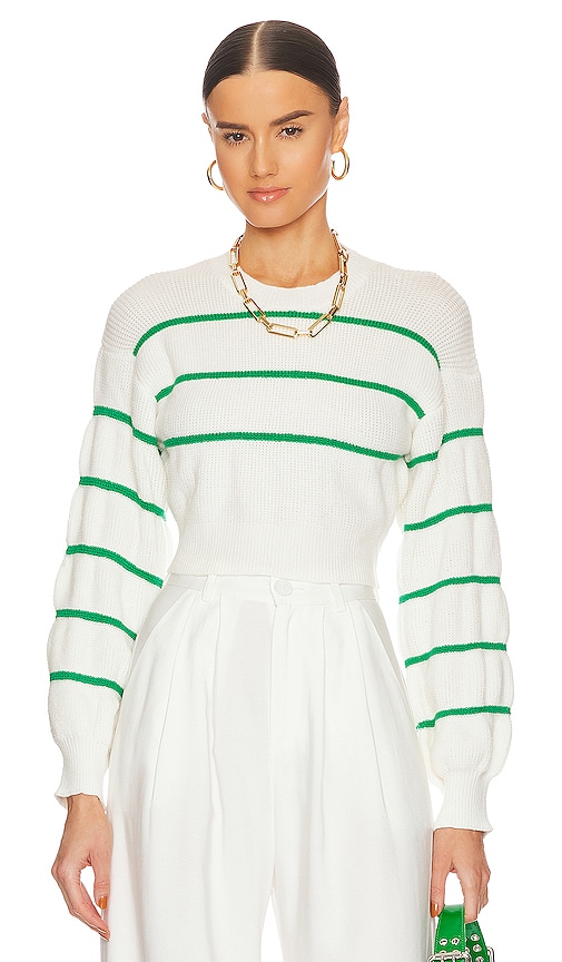 Superdown Sophia Stripe Sweater In White & Green