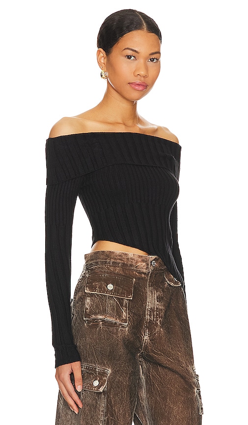 Shop Superdown Regina Off Shoulder Sweater In Black