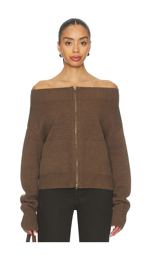 Superdown Lena Off Shoulder Sweater In Brown