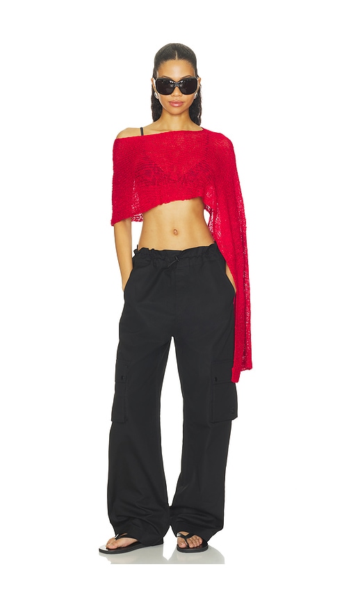 Superdown Miria Knit Cape Top In Red