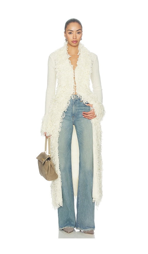 Caterina Shaggy Maxi Cardigan by superdown in Cream