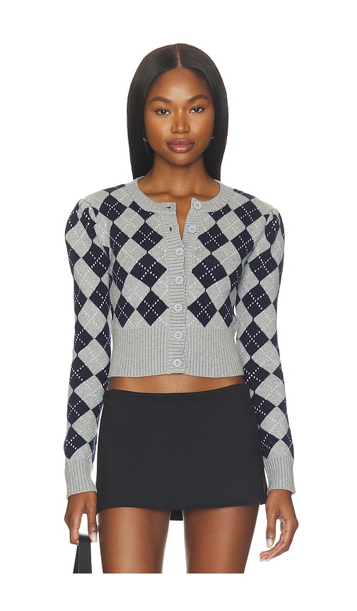 Danika Cardigan by superdown in Navy Grey Argyle