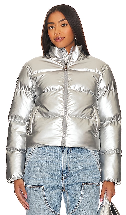 Shop Superdown Missy Puffer Jacket In Metallic Silver