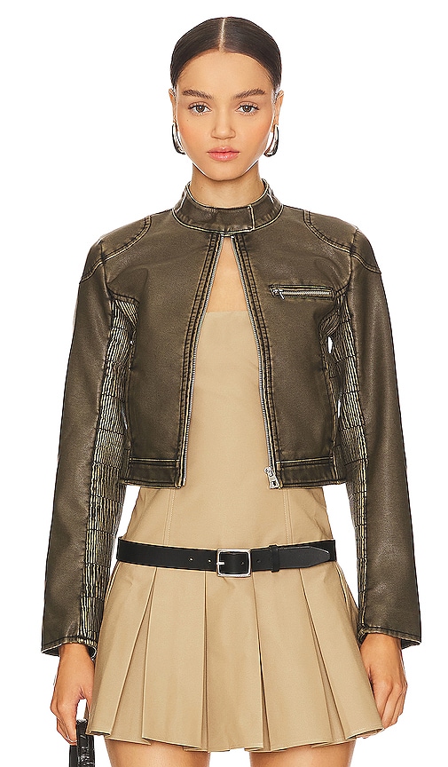 superdown Bay Faux Leather Jacket in Brown