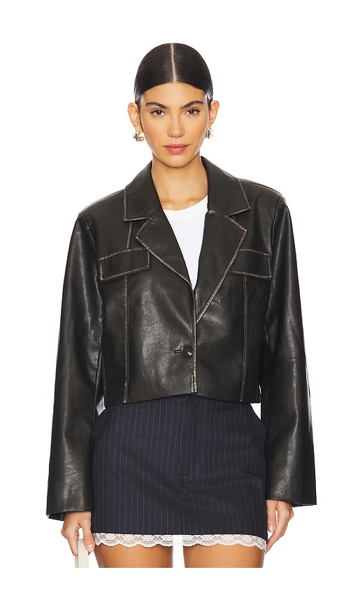 Superdown Blakely Faux Leather Jacket In 블랙