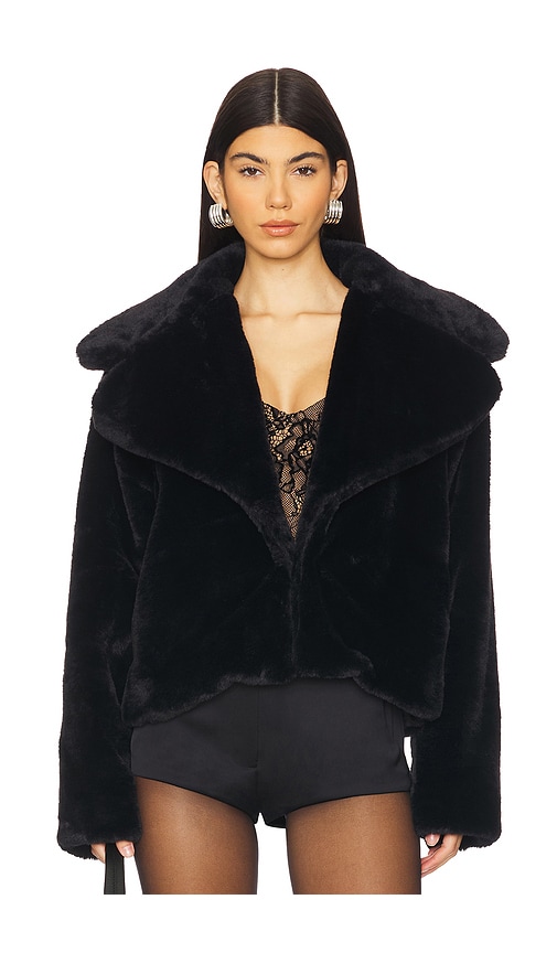 Superdown Willow Faux Fur Coat In Black