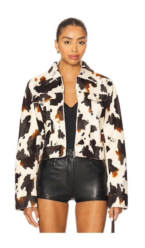 Superdown Leah Cow Print Jacket In Animal Print