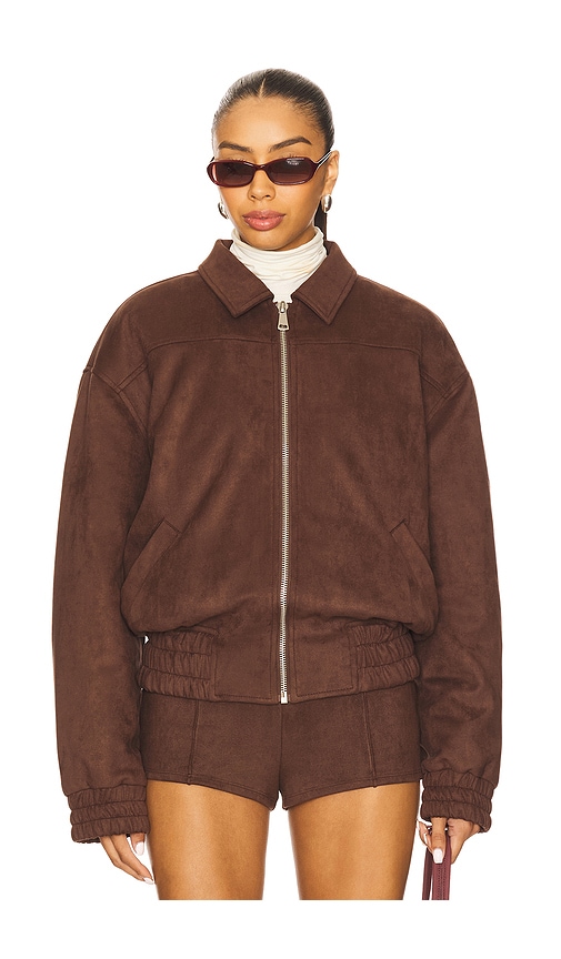 Superdown Jessica Faux Suede Bomber In Brown