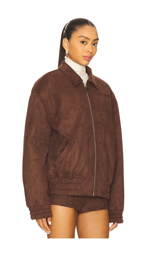 Superdown Jessica Faux Suede Bomber In Brown