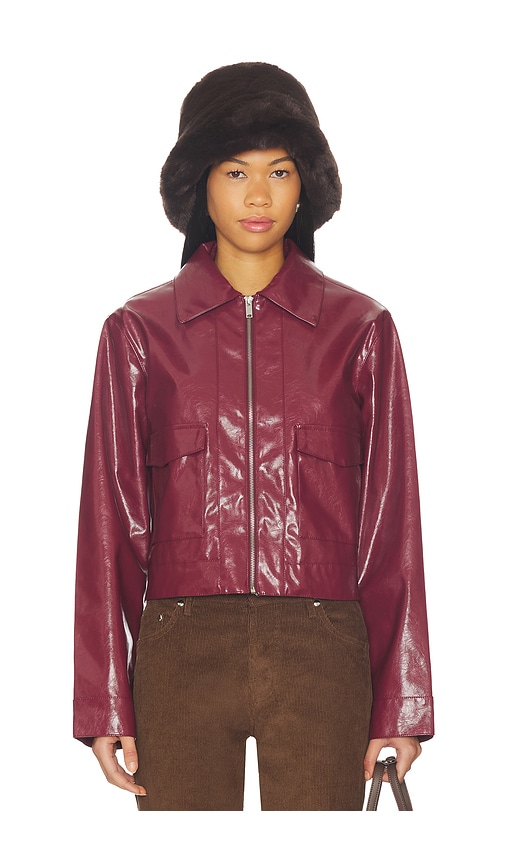 Superdown Leighton Faux Leather Jacket In Burgundy