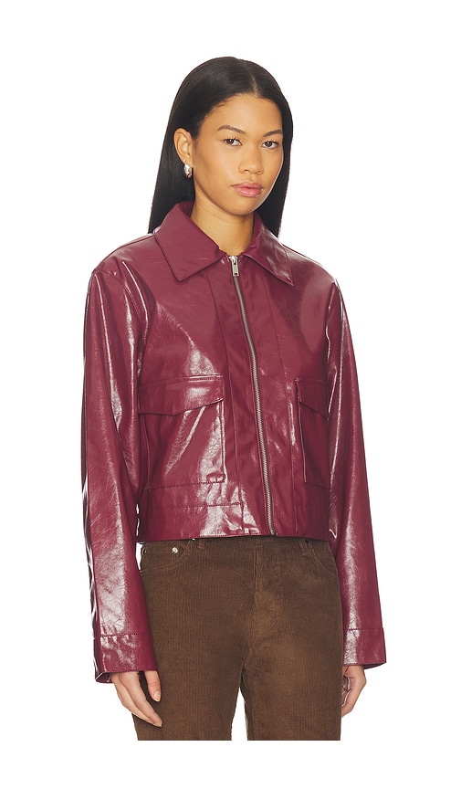 Superdown Leighton Faux Leather Jacket In Burgundy