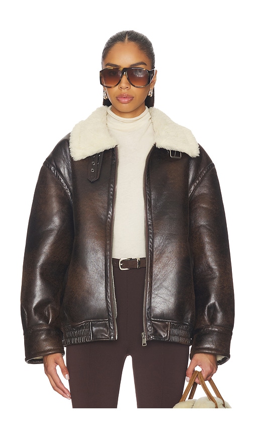 superdown Georgiana Faux Leather Jacket in Brown | REVOLVE