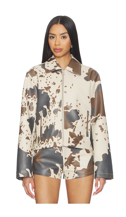 Superdown Clara Cow Print Jacket In Multi