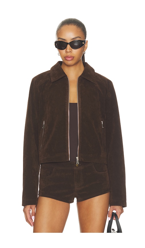 Frannie Faux Suede Jacket by superdown in Dark Brown