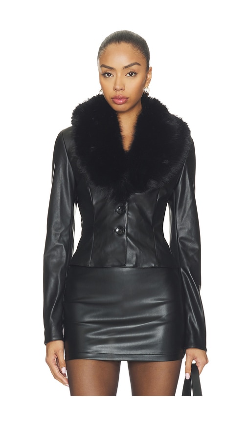 Madalynn Faux Leather Blazer by superdown in Black