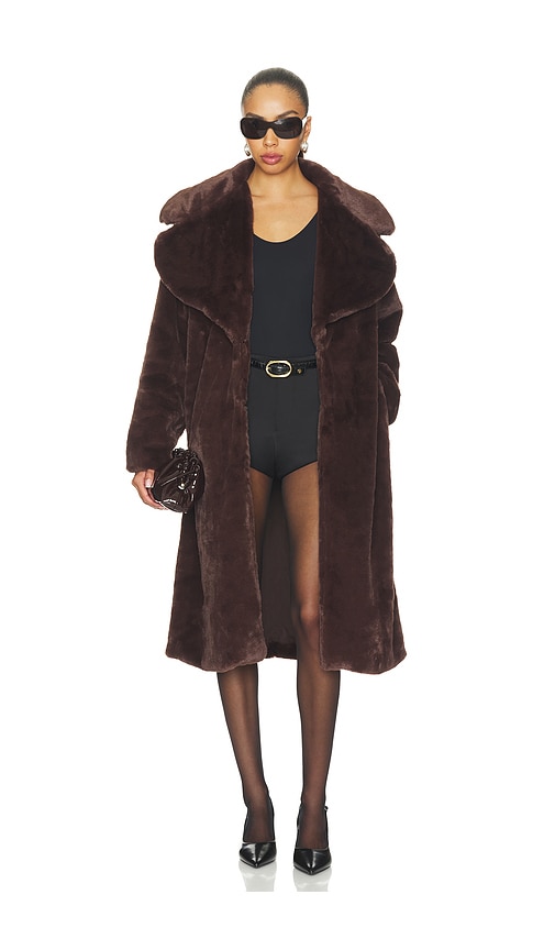 Willow Faux Fur Long Coat by superdown in Brown