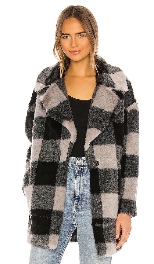plaid fur coat