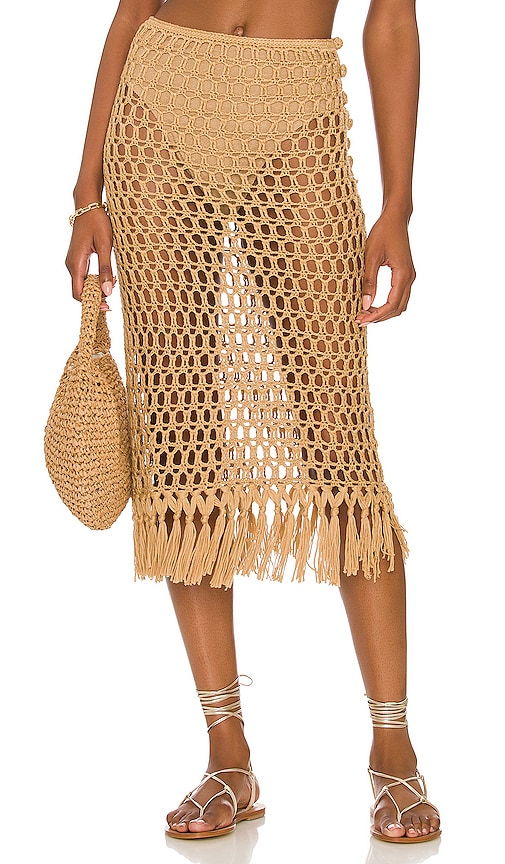 superdown Misty Crochet Midi Skirt in Sand
