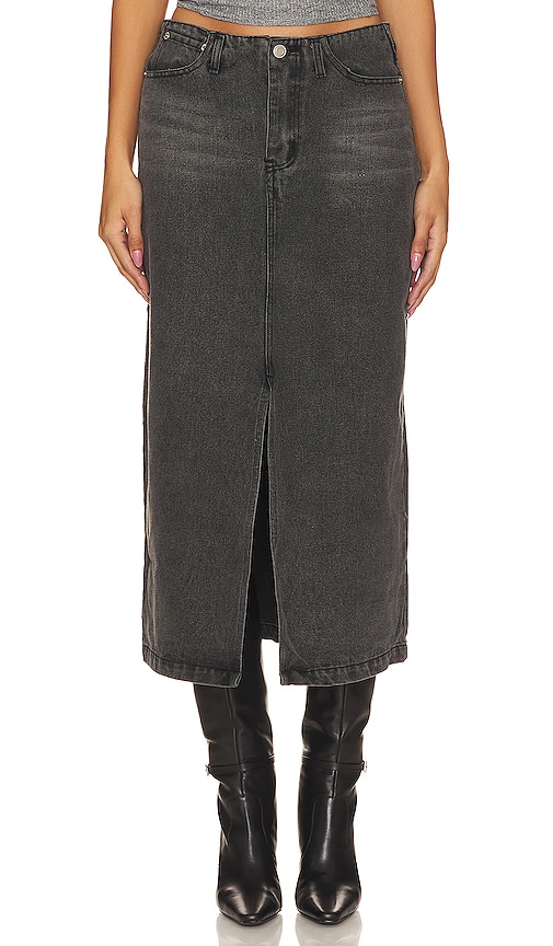 Superdown Denim Midi Skirt In Grey