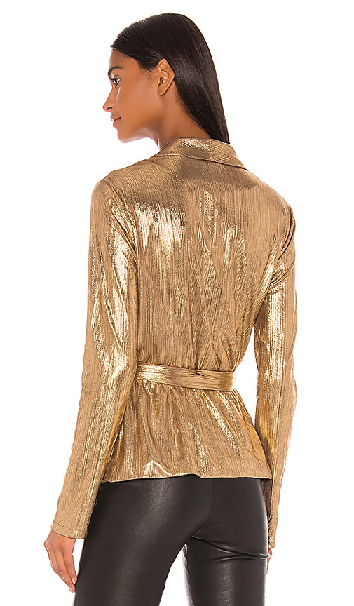 Superdown Blazer Mit Bindeschleife Desiray In Metallic Gold. Größe S. Also In Xxs, Xs, M, L. 