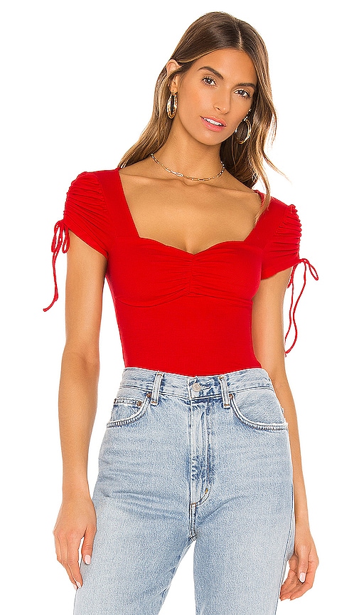 superdown Sierra Ruched Crop Top in Red