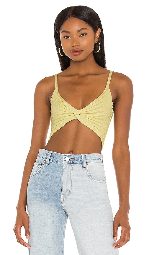 Shop Superdown Carla Knot Top In Yellow,green