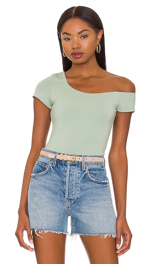 superdown Felicia Asymmetrical Bodysuit in Sage