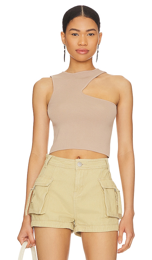 Superdown Nora Cutout Top In Taupe