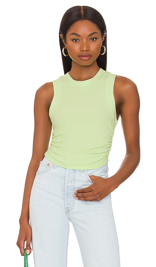Superdown Leah Ruched Rib Tank In Lime